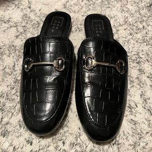 Faux croc loafers